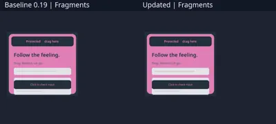 Native Resize Material Fragments Comparison